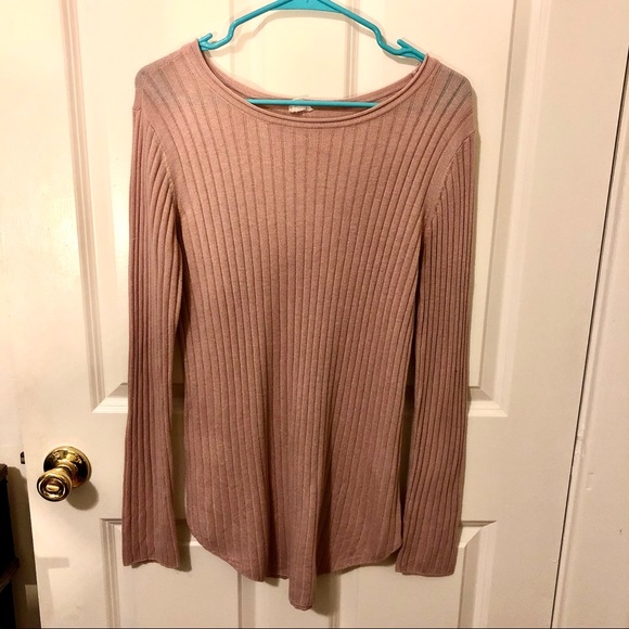 Garage Sweaters - *4/15* Garage sheer pink longline sweater